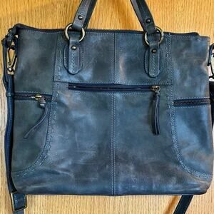 NINO BOSSI  blue satchel leather handbag